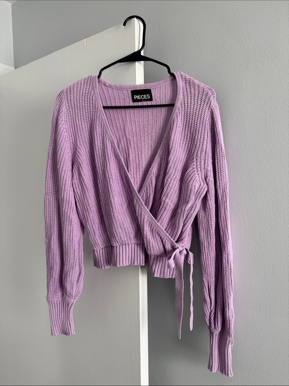 Pieces Lavender Wrap Cardigan Sweater
